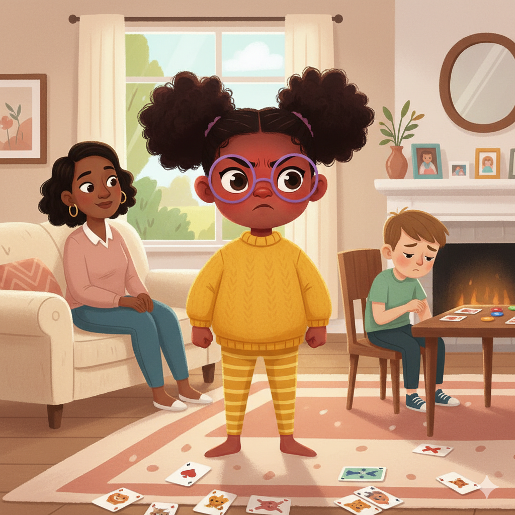 Illustration of a young child in the grip of a big, hot feeling